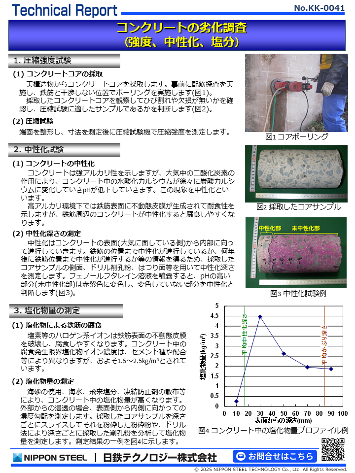 KK-0041 コンクリートの劣化調査 (強度、中性化、塩分)(PDF)