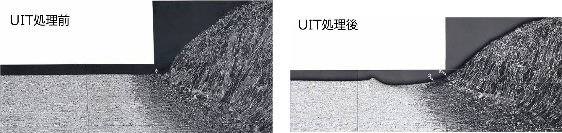 UIT処理前後の形状変化(断面観察)