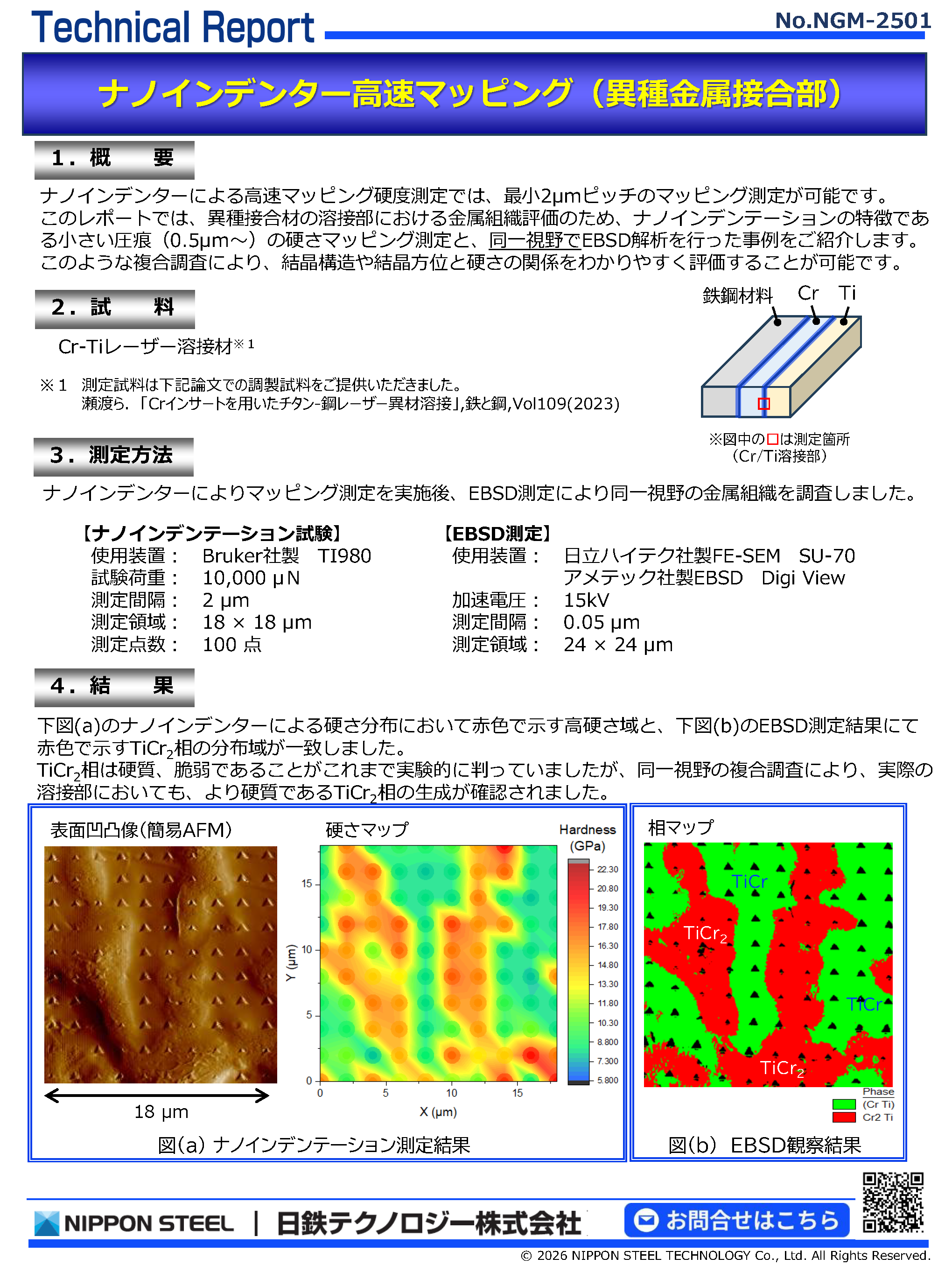 NGM-2501 ナノインデンター高速マッピング(異種金属接合部)