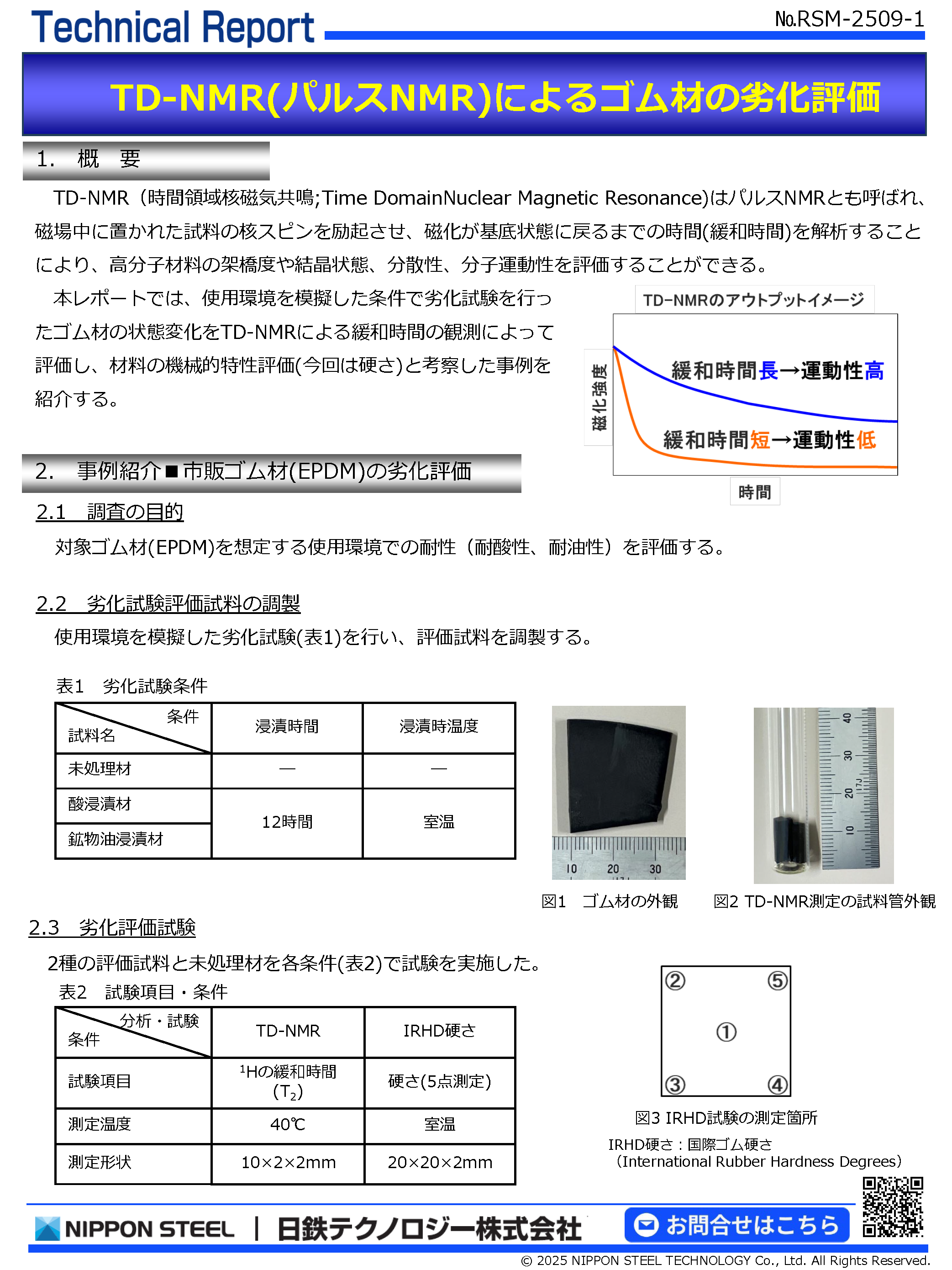 RSM-2509 TD-NMR(パルスNMR)によるゴム材の劣化評価(PDF)