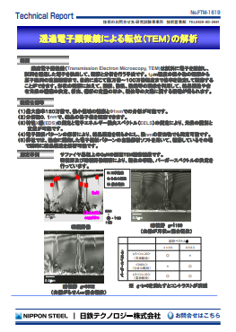 FTM-1619 透過電子顕微鏡(TEM)による転位の解析(PDF)