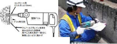 図3 ドリル法による中性化深さ測定
