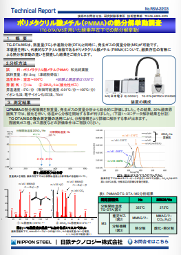 RSM-2203 ポリメタクリル酸メチル(PMMA)の熱分解挙動調査(TG‐DTA/MSを用いた酸素存在下での熱分解挙動)(PDF)